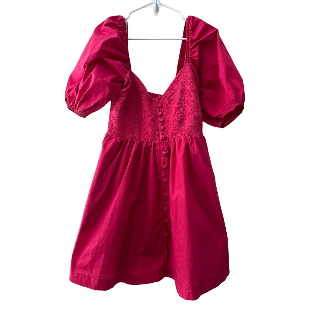 Anthro Mauve ballon shoulder peasant dress
